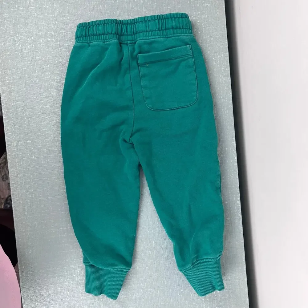 Hanna Andersson Slim Fit French Terry Double Knee Sweatpants Green 90 cm 3T